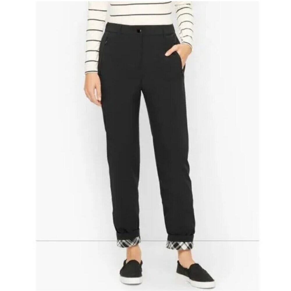 Talbots Fleece Lined Pants Black Softshell Athletic Warm Size 16WP EUC